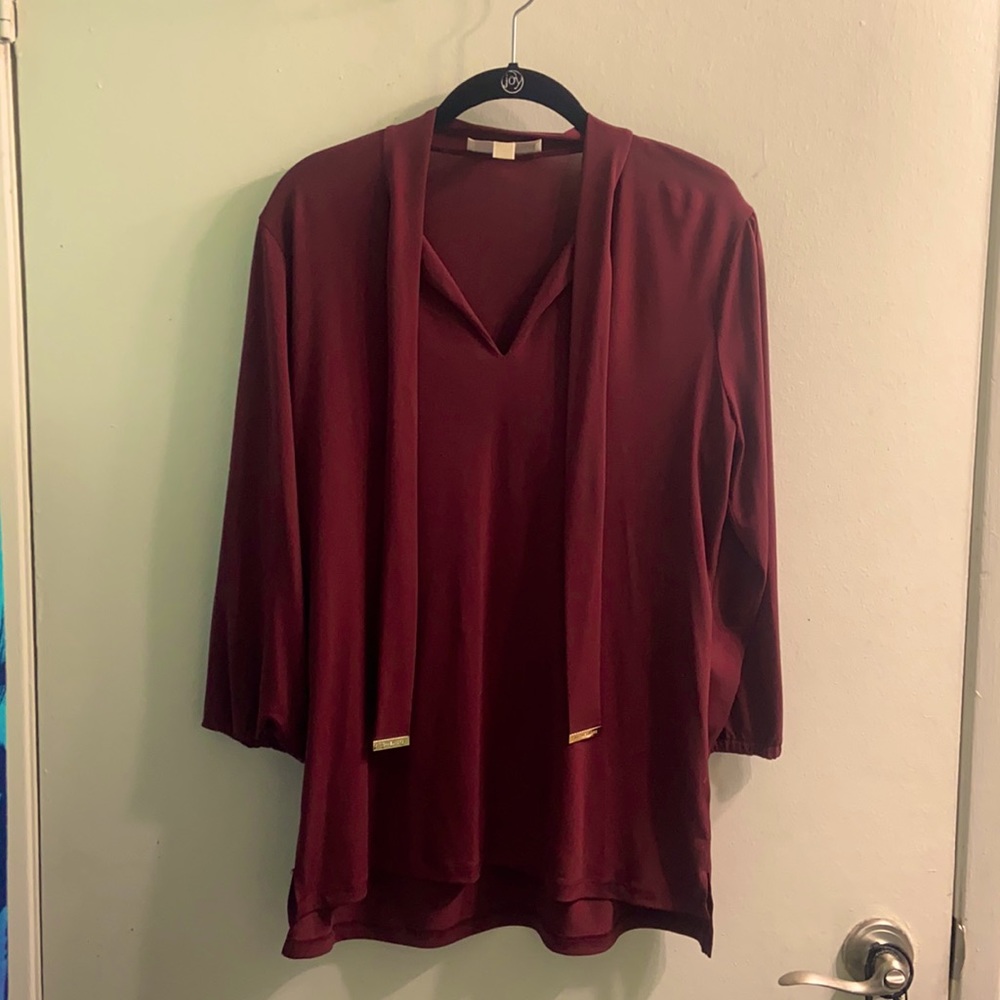 Michael Kors Maroon Blouse with Choker Style Tie $15